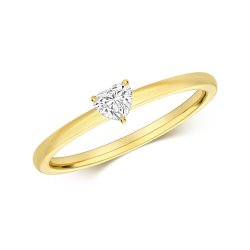 Diamond Heart Shape Solitaire Ring In 18ct Gold 