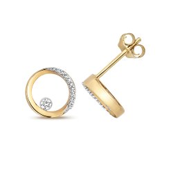 Diamond Circle Shape Studs In 9ct Gold 