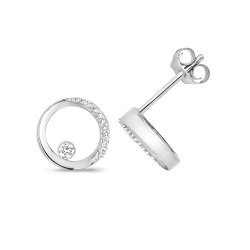 Diamond Circle Shape Studs In 9ct White Gold 