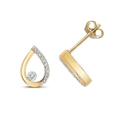 Diamond Pear Shape Studs In 9ct Gold 