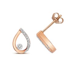 Diamond Pear Shape Studs In 9ct Rose Gold 