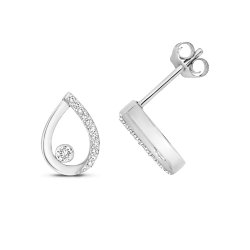 Diamond Pear Shape Studs In 9ct White Gold 