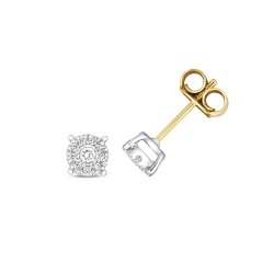 Diamond Brilliant Illusion Studs In 9ct Gold 