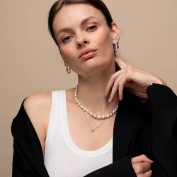 TI SENTO Silver Cubic Zirconia Large Oval Hoops 7902ZI