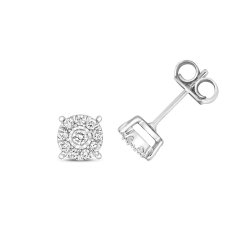 Diamond Brilliant Illusion Studs In 9ct White Gold 