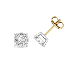 Diamond Brilliant Illusion Studs In 9ct Gold 