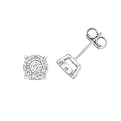 Diamond Brilliant Illusion Studs In 9ct White Gold 