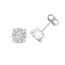 Diamond Brilliant Illusion Studs In 9ct White Gold 
