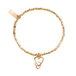 Chlobo Gold Mini Cube Interlocking Love Heart Bracelet