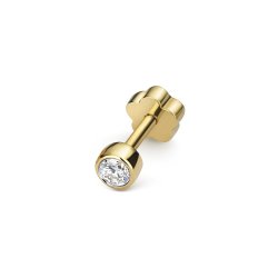 Diamond Cartilage Rubover Stud In 18ct Gold 