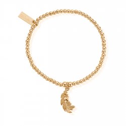 Chlobo Gold Cute Charm Heart In Feather Bracelet