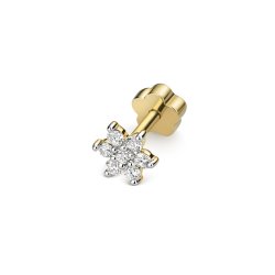 Diamond Cartilage Flower Stud In 9ct Gold 