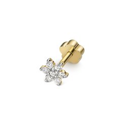 Diamond Cartilage Flower Stud In 9ct Gold 
