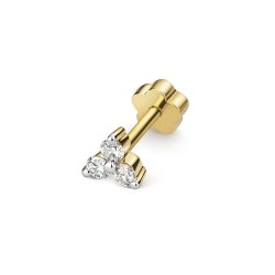 Diamond Cartilage 3 Stone Stud In 9ct Gold 