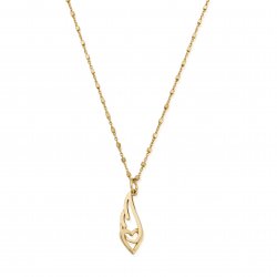Chlobo Gold Delicate Cube Chain Interlocking Heart And Angel Wing Necklace
