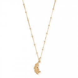 Chlobo Gold Bobble Chain Heart In Feather Necklace