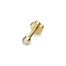 Diamond Cartilage Rubover Stud In 18ct Gold 