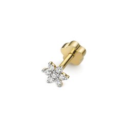 Diamond Cartilage Flower Stud In 9ct Gold 
