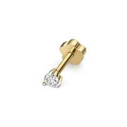 Diamond Cartilage 3 Claw Stud In 9ct Gold 