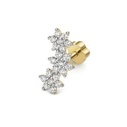 Diamond Cartilage Flower Trio Stud In 9ct Gold 
