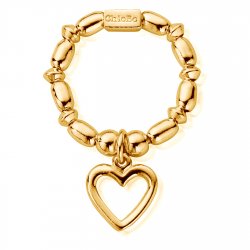 Chlobo Gold Mini Rice Open Heart Ring