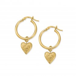 Chlobo Gold Decorated Heart Hoops