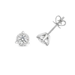 Diamond Brilliant 3 Claw Studs In 18ct White Gold 