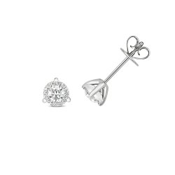Diamond Brilliant 3 Claw Studs In 18ct White Gold 