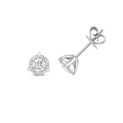 Diamond Brilliant 3 Claw Studs In 18ct White Gold 