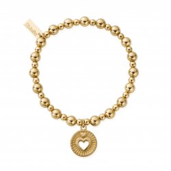 Chlobo Gold Mini Small Ball Guiding Heart Bracelet