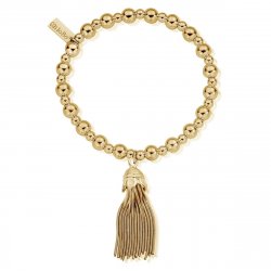 Chlobo Gold Mini Small Ball Tassel Bracelet