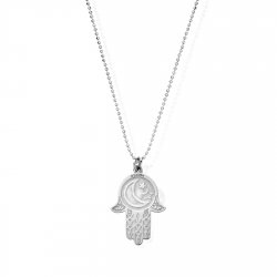 Chlobo Diamond Cut Chain With Moon And Star Hamsa Hand Pendant