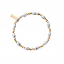 Chlobo Gold And Silver Corrugated Oval Bracelet