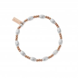 Chlobo Rose And Silver Corrugated Oval Bracelet