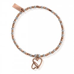 Chlobo Rose And Silver Interlocking Love Heart Bracelet
