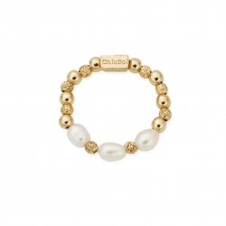 Chlobo Gold Triple Sparkle Pearl Ring