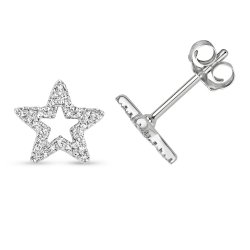 Diamond Star Studs In 9ct White Gold 