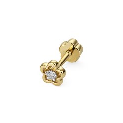 Diamond Cartilage Flower Stud In 9ct Gold 