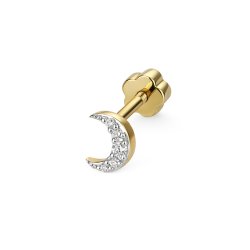 Diamond Cartilage Moon Stud In 9ct Gold 