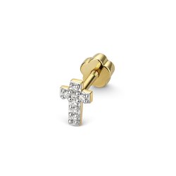 Diamond Cartilage Cross Stud In 9ct Gold 