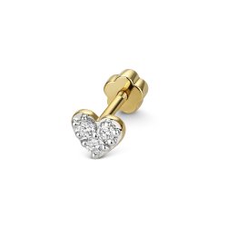 Diamond Cartilage Heart Stud In 9ct Gold 