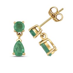 Emerald Round And Pear Shape Drops In 9ct Gold 