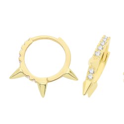 9ct Gold Cz Spike Hinged Earrings 