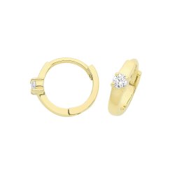 9ct Gold Cz Hinged Earrings 