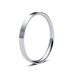 9ct White Gold 2mm Light Flat Court Wedding Ring