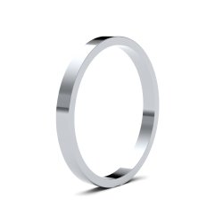 9ct White Gold 2mm Flat Light Wedding Ring