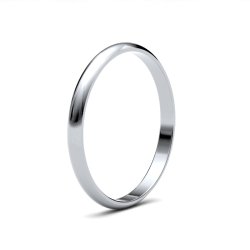 9ct White Gold 2mm D Shape Light Wedding Ring
