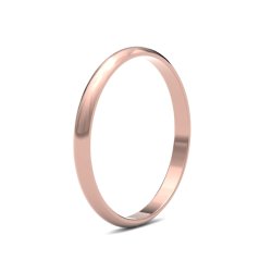 9ct Rose Gold 2mm D Shape Light Wedding Ring