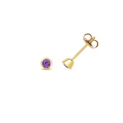 Amethyst Rubover Studs In 9ct Gold 