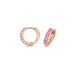 Pink Sapphire Cut Down Set Huggies In 9ct Gold 